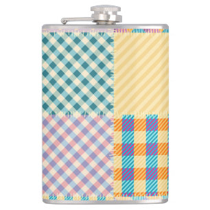 Vintage Patchwork: Textile Seamless Background Hip Flask