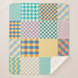 Vintage Patchwork: Textile Seamless Background Sherpa Blanket