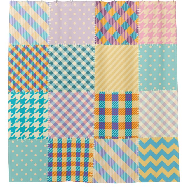 Vintage Patchwork: Textile Seamless Background Shower Curtain (Front)