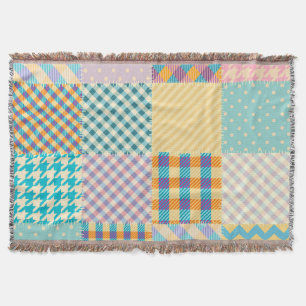 Vintage Patchwork: Textile Seamless Background Throw Blanket