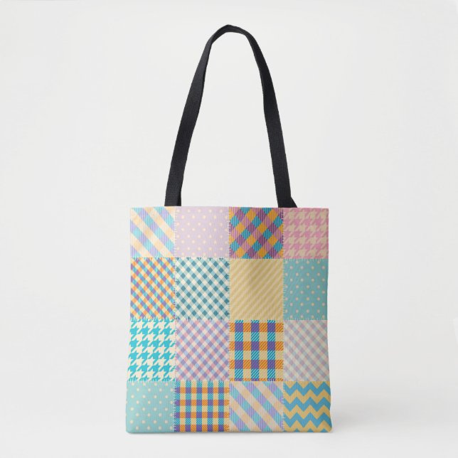 Vintage Patchwork: Textile Seamless Background Tote Bag (Front)