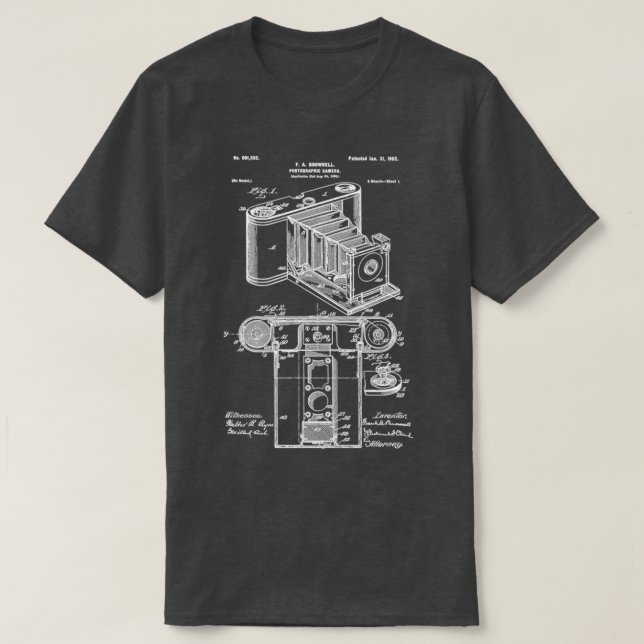 Vintage Patent Print 1902 Camera  T-Shirt (Design Front)
