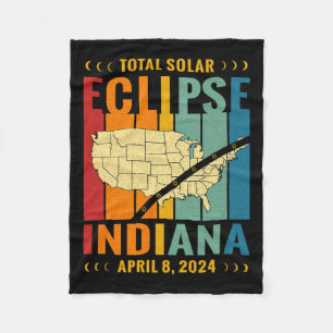 Vintage Path Of Totality Solar Eclipse April 8 202 Fleece Blanket