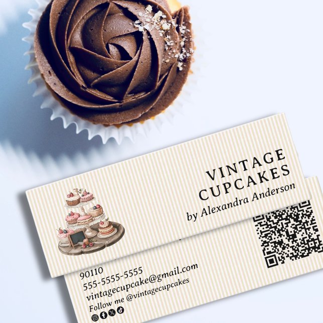 Vintage Patisserie Sweets Pastry Chef Mini Business Card (Vintage Patisserie Sweets Pastry Chef Mini Business Card)