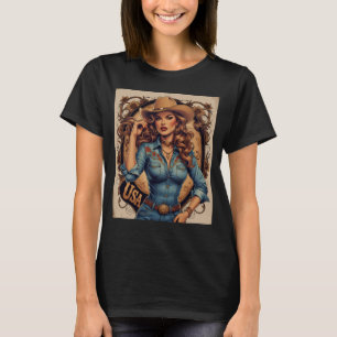 Vintage Patriot Cowgirl – God, Guns & American T-Shirt