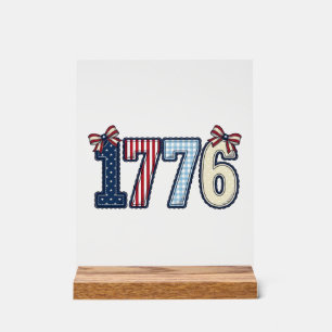 Vintage Patriotic 1776 Ribbon Shirt Design_1 Acrylic Sign
