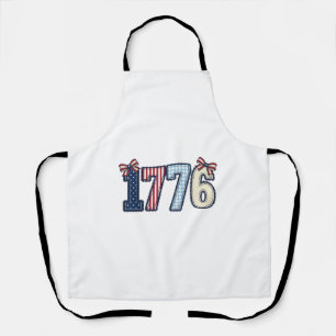 Vintage Patriotic 1776 Ribbon Shirt Design_1 Apron
