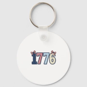 Vintage Patriotic 1776 Ribbon Shirt Design_1 Key Ring