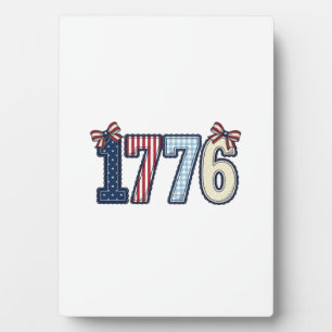 Vintage Patriotic 1776 Ribbon Shirt Design_1 Plaque