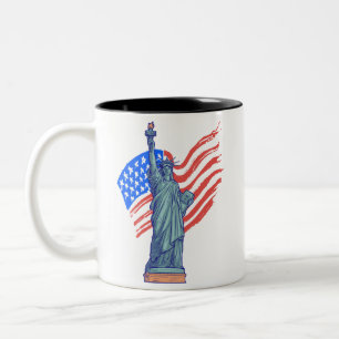 Vintage Patriotic 4th of July Design Two-Tone Coffee Mug