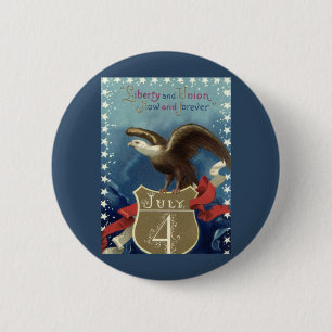 Vintage Patriotic 4th of July, Eagle with Stars 6 Cm Round Badge