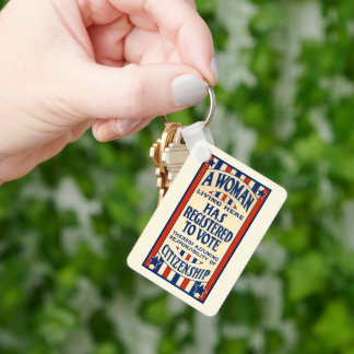 Vintage Patriotic, A Woman is Registered to VOTE Key Ring