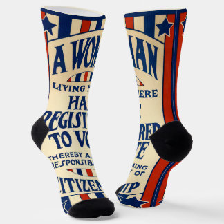 Vintage Patriotic, A Woman is Registered to VOTE Socks