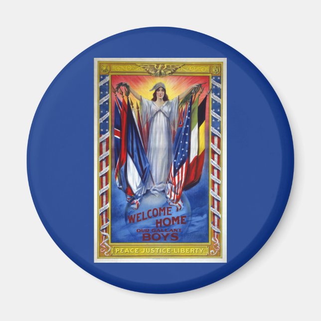 Vintage Patriotic America, Peace Justice Liberty Magnet (Front)