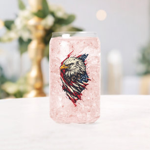Vintage Patriotic American Eagle 4th of July Can Glass