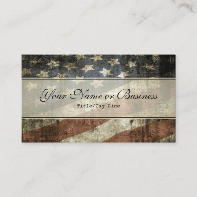Vintage Patriotic American Flag Business Card (Front)