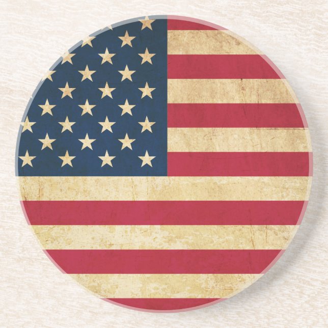 Vintage Patriotic American Flag Coaster (Front)