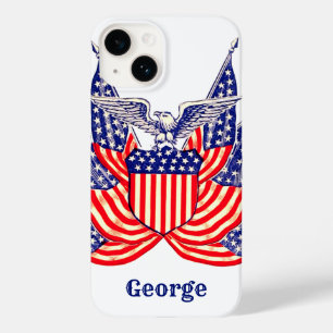 Vintage Patriotic American Flag, Fourth of July Case-Mate iPhone 14 Case
