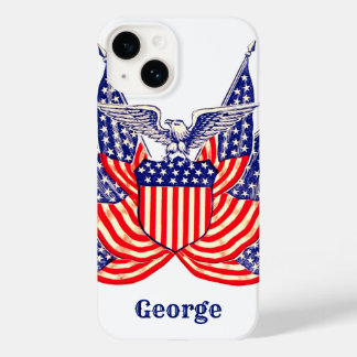 Vintage Patriotic American Flag, Fourth of July Case-Mate iPhone 14 Case