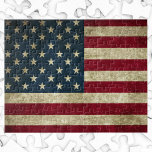 Vintage Patriotic American Flag, Fourth of July Jigsaw Puzzle<br><div class="desc">Vintage illustration proud patriotic Fourth of July holiday design featuring an American Flag, the stars and stripes. Show your patriotism and pride for the United States of America with a symbol of freedom and our great nation. Perfect for celebrating our heroes on Veteran's Day, Memorial Day or Independence Day the...</div>