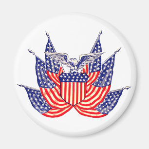 Vintage Patriotic American Flag, Fourth of July Magnet