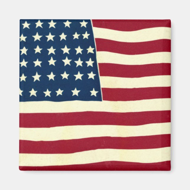 Vintage Patriotic American Flag, Fourth of July Magnet (Front)