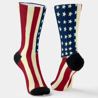 Vintage Patriotic American Flag, Fourth of July Socks