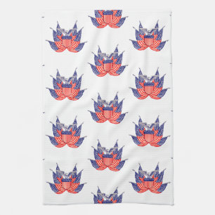 Vintage Patriotic American Flag, Fourth of July Tea Towel