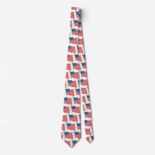 Vintage Patriotic American Flag, Fourth of July Tie (Front)