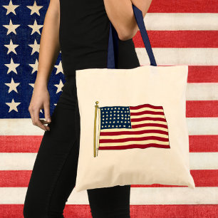 Vintage Patriotic American Flag, Fourth of July Tote Bag