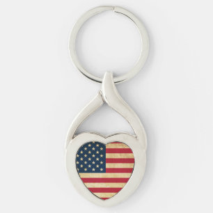 Vintage Patriotic American Flag Key Ring