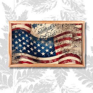 Vintage Patriotic American Flag Music Note Tissue Paper