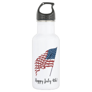 Vintage Patriotic American Flag Waving in the Wind 532 Ml Water Bottle