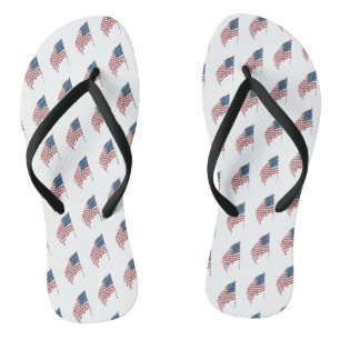 Vintage Patriotic American Flag Waving in the Wind Jandals