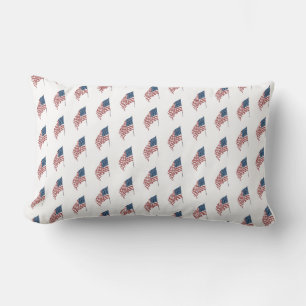Vintage Patriotic American Flag Waving in the Wind Lumbar Cushion