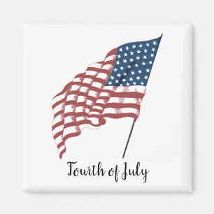 Vintage Patriotic American Flag Waving in the Wind Magnet