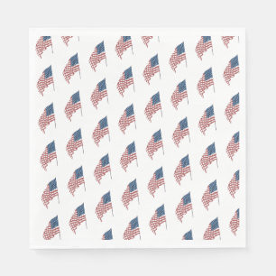 Vintage Patriotic American Flag Waving in the Wind Napkin
