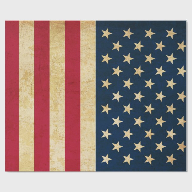 Vintage Patriotic American Flag Wrapping Paper (Flat)