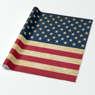 Vintage Patriotic American Flag Wrapping Paper