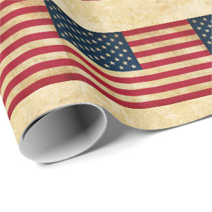 Vintage Patriotic American Flag Wrapping Paper
