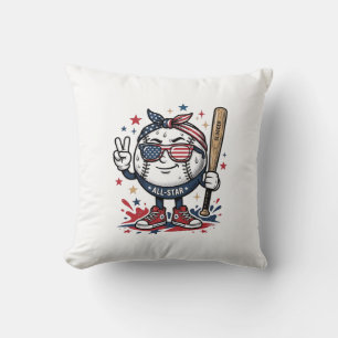 Vintage Patriotic Baseball Mascot Shirt Design_1 Cushion