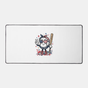 Vintage Patriotic Baseball Mascot Shirt Design_1 Desk Mat