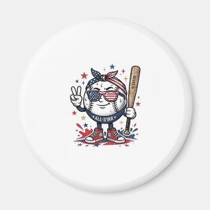 Vintage Patriotic Baseball Mascot Shirt Design_1 Magnet