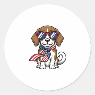 Vintage Patriotic Beagle Dog Sunglasses Shirt_1 Classic Round Sticker