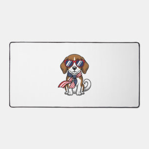 Vintage Patriotic Beagle Dog Sunglasses Shirt_1 Desk Mat