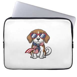 Vintage Patriotic Beagle Dog Sunglasses Shirt_1 Laptop Sleeve