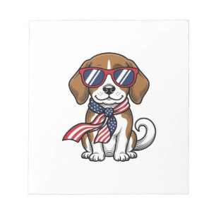 Vintage Patriotic Beagle Dog Sunglasses Shirt_1 Notepad