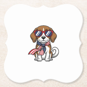 Vintage Patriotic Beagle Dog Sunglasses Shirt_1 Paper Coaster