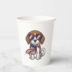 Vintage Patriotic Beagle Dog Sunglasses Shirt_1 Paper Cups