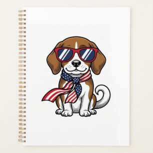 Vintage Patriotic Beagle Dog Sunglasses Shirt_1 Planner